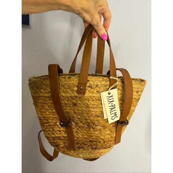 XIX Palms The Shorebreak Picnic Cooler Bag Backpack Jute Woven Handmade With Tag - Picture 1 of 11